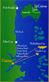 Michaelmas Cay Map - Cairns Australia - Ocean Spirit Cruises - The Great Barrier Reef of Australia - Diving, Snorkelling, Sailing, Dining on Ocean Spirit Cruises of Cairns